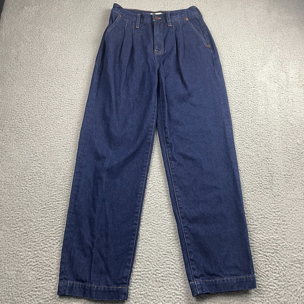 Madewell Jeans Womens 26x29 Blue Baggy Straight Jean Pleated Denim High Rise